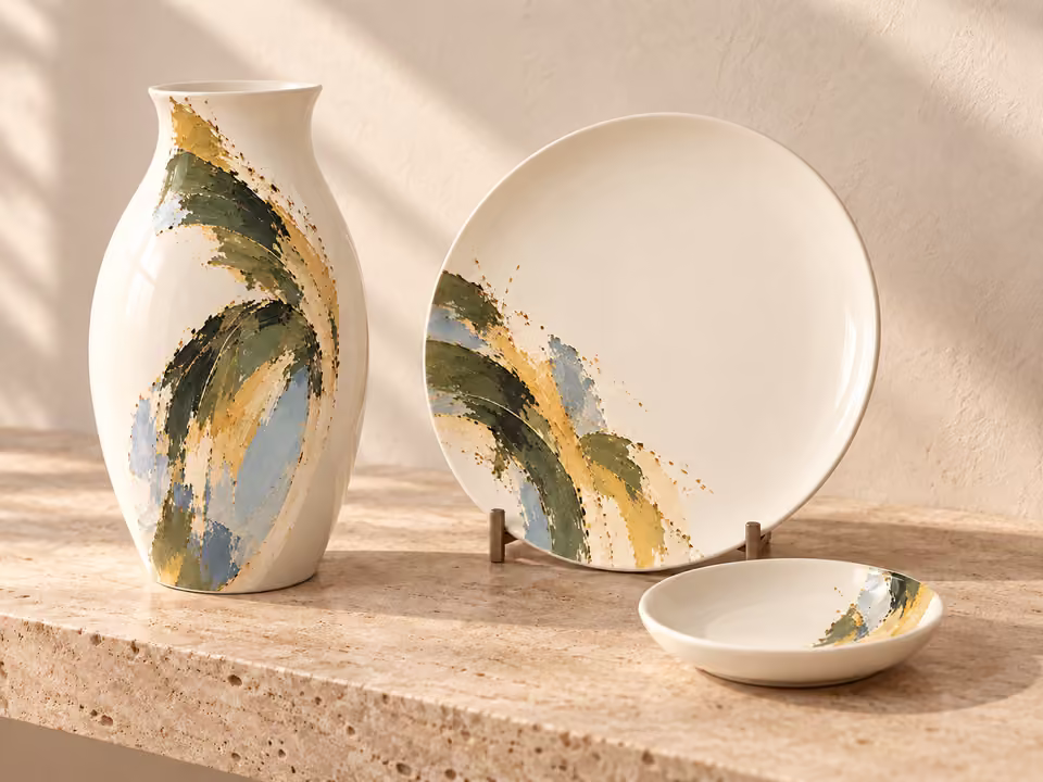 Trópusi elegancia · Porcelánkollekció-koncepció