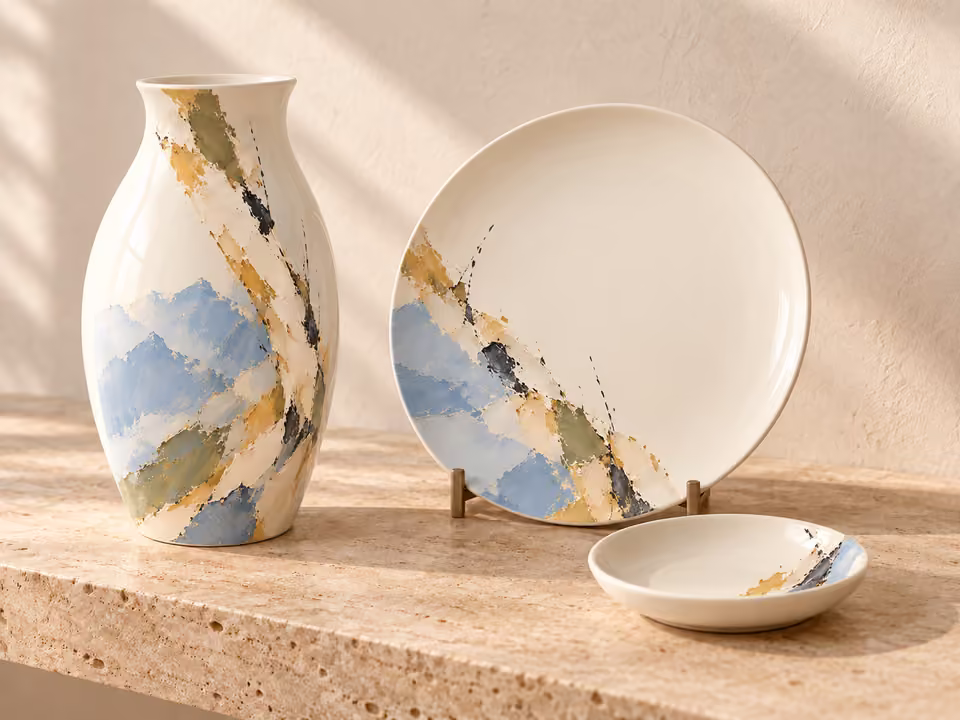 Fehér csend · Porcelánkollekció-koncepció – látványterv