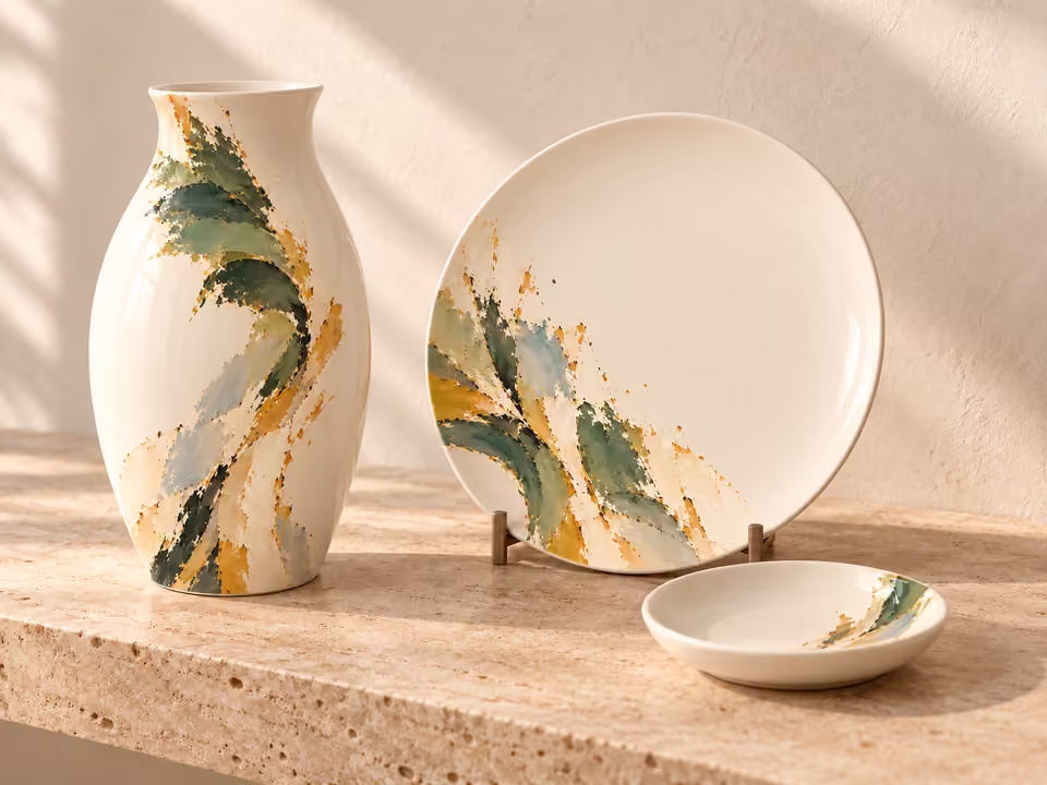 Trópusi elegancia · Porcelánkollekció-koncepció