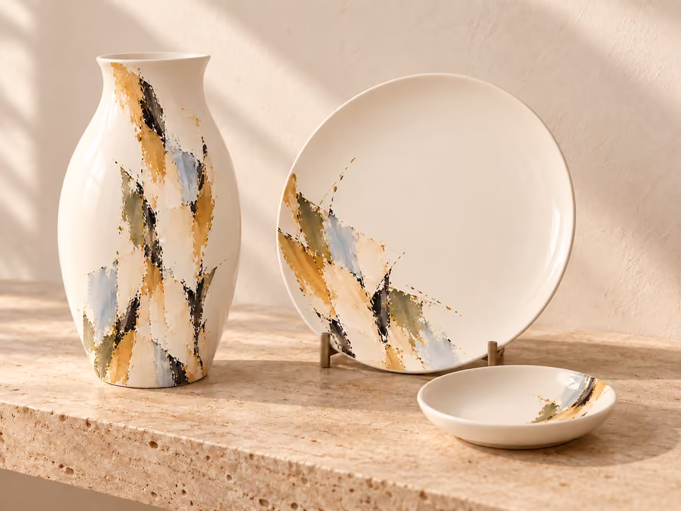 Fehér csend · Porcelánkollekció-koncepció – látványterv