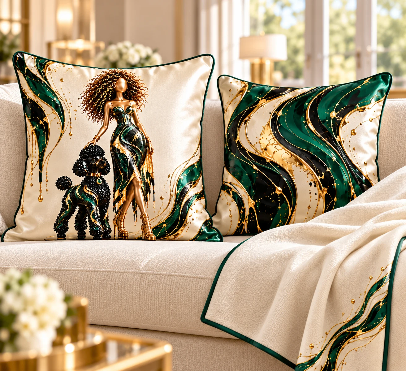 Cushions and throw