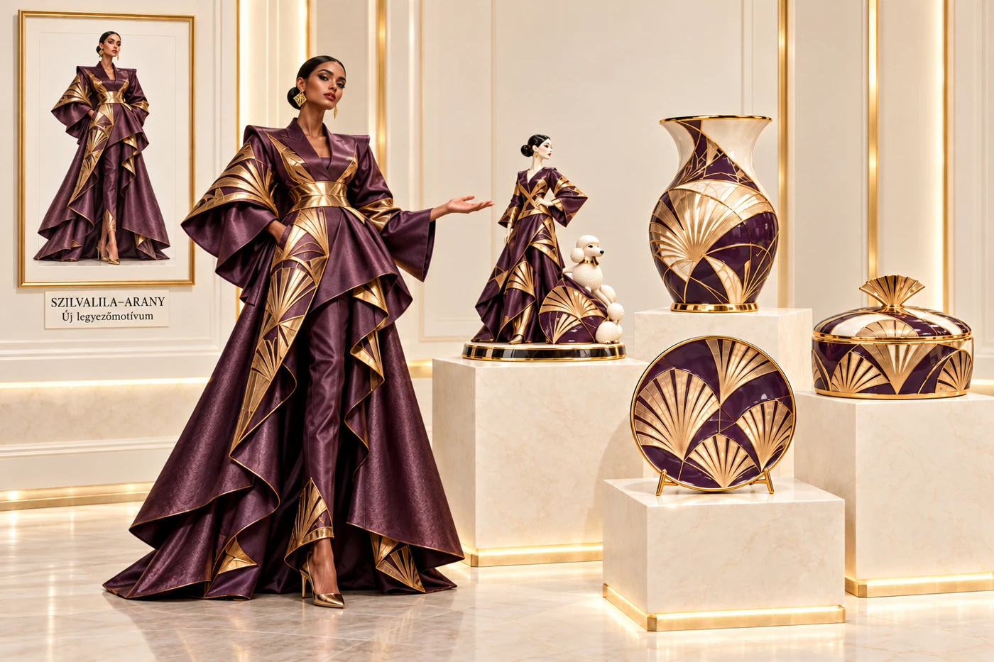 Plum & gold · porcelain presentation concept